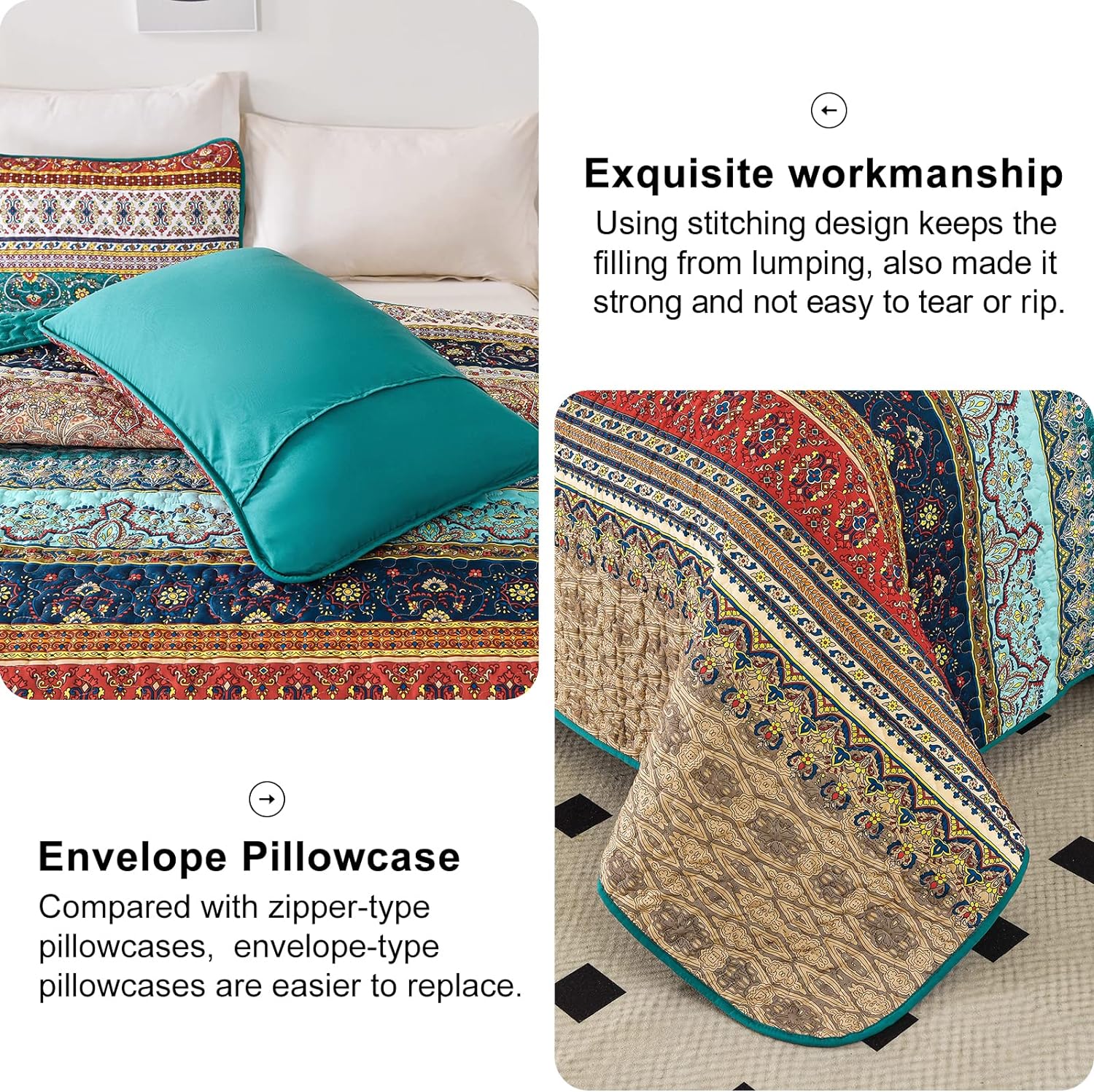 Textured Quilted bedspread and pillowcovers set: Add Depth and Dimension - Queen size V745-MAC080375Q13U