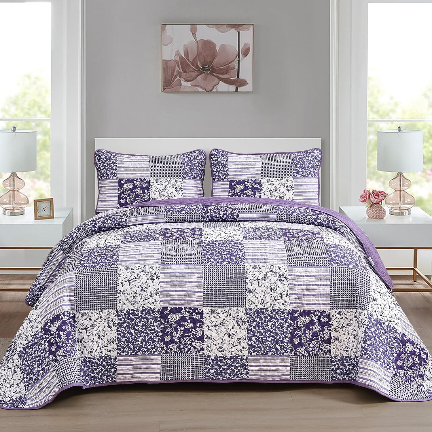 Harmonious Quilted bedspread and pillowcovers set: Perfect Balance of Style - Queen size V745-MAC080409Q13U