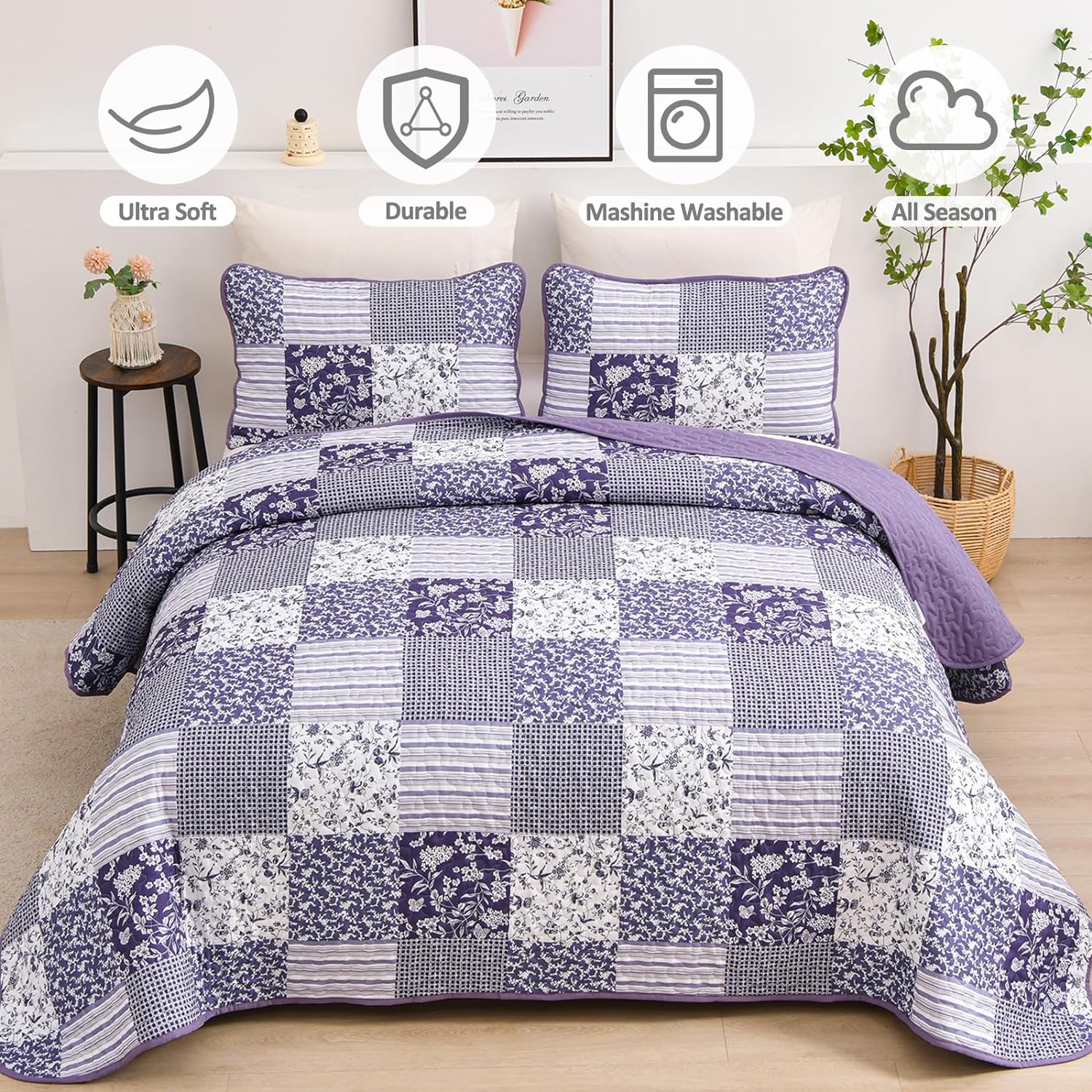 Harmonious Quilted bedspread and pillowcovers set: Perfect Balance of Style - Queen size V745-MAC080409Q13U