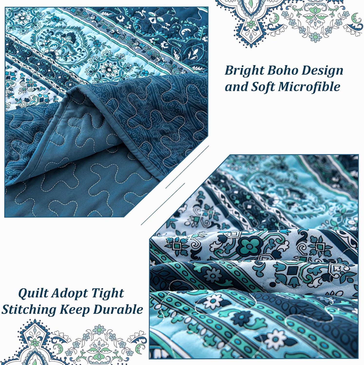 Opalescent Quilted coverlet and pillowcovers set: Shimmering Beauty - Queen size V745-MAC080422Q13U