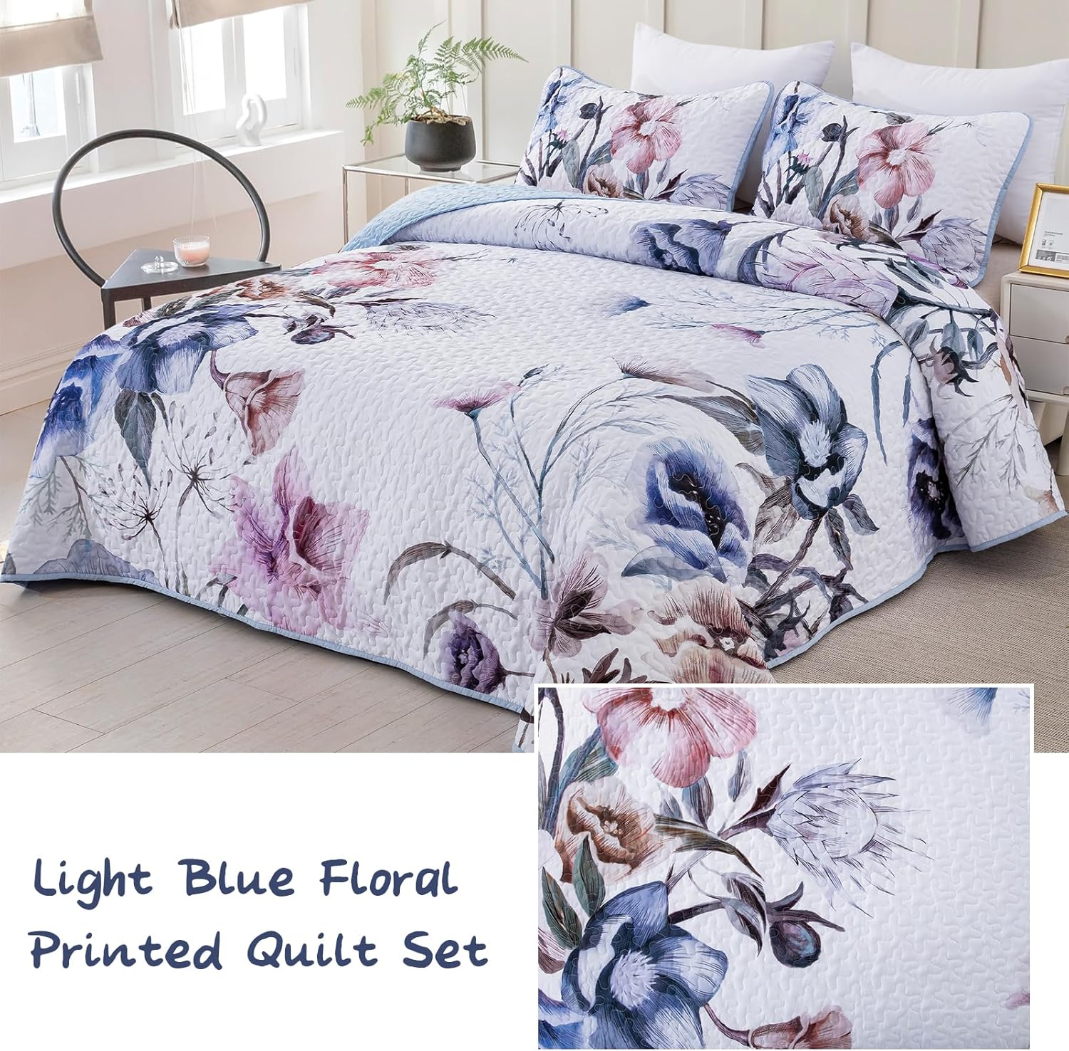 Venerable Quilted bedspread and pillowcovers set: Classic and Elegant - Queen size V745-MAC080464Q13U