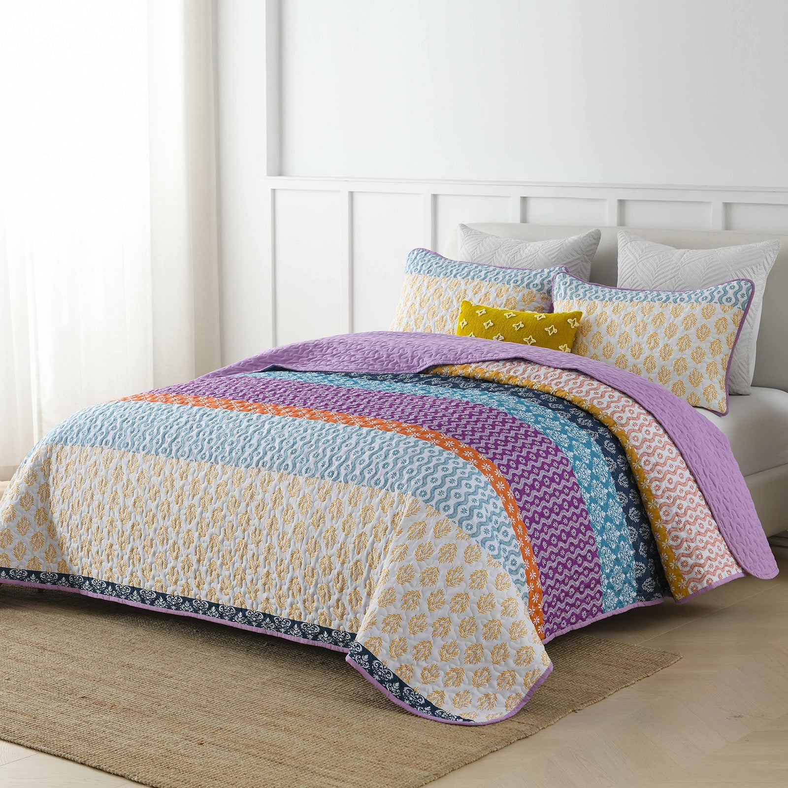 Quirky Quilted coverlet and pillowcovers set: Add Personality to Your Space - Queen size V745-MAC080493Q13U