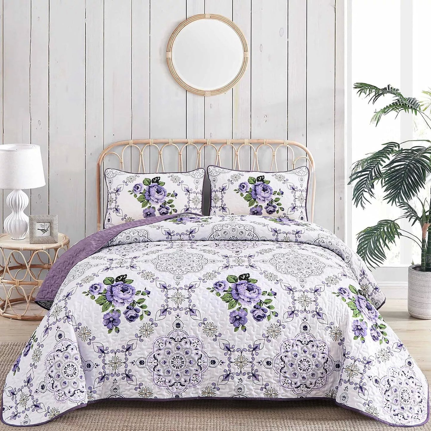 Kaleidoscopic Quilted coverlet and pillowcovers set: Burst of Colors - Queen size V745-MAC080520Q13U