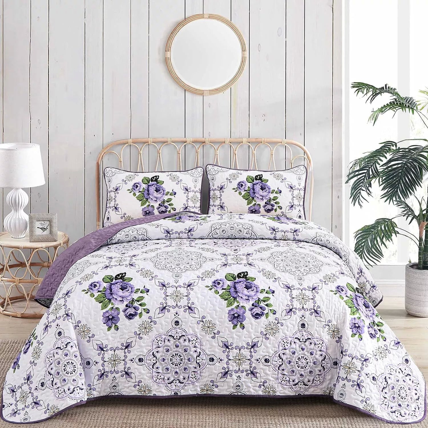 Kaleidoscopic Quilted coverlet and pillowcovers set: Burst of Colors - Queen size V745-MAC080520Q13U