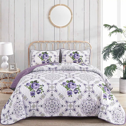 Kaleidoscopic Quilted coverlet and pillowcovers set: Burst of Colors - Queen size V745-MAC080520Q13U