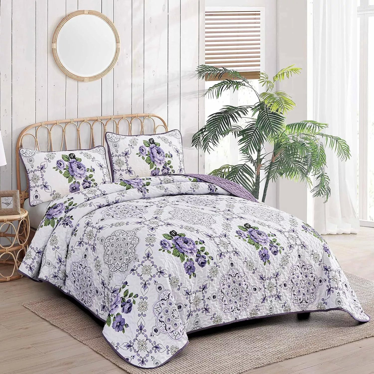 Kaleidoscopic Quilted coverlet and pillowcovers set: Burst of Colors - Queen size V745-MAC080520Q13U