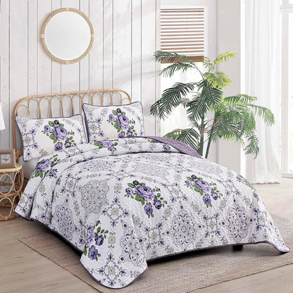 Kaleidoscopic Quilted coverlet and pillowcovers set: Burst of Colors - Queen size V745-MAC080520Q13U