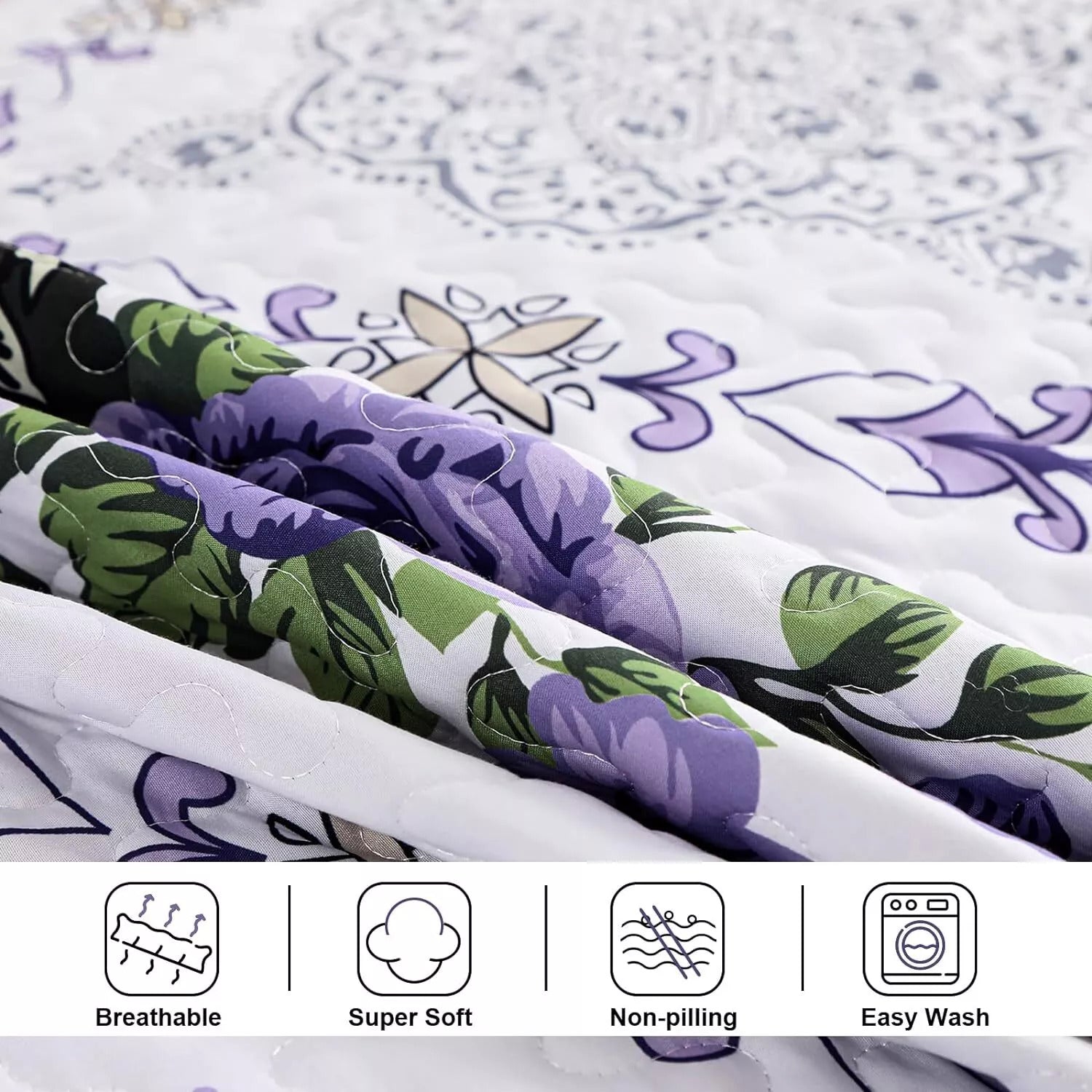 Kaleidoscopic Quilted coverlet and pillowcovers set: Burst of Colors - Queen size V745-MAC080520Q13U