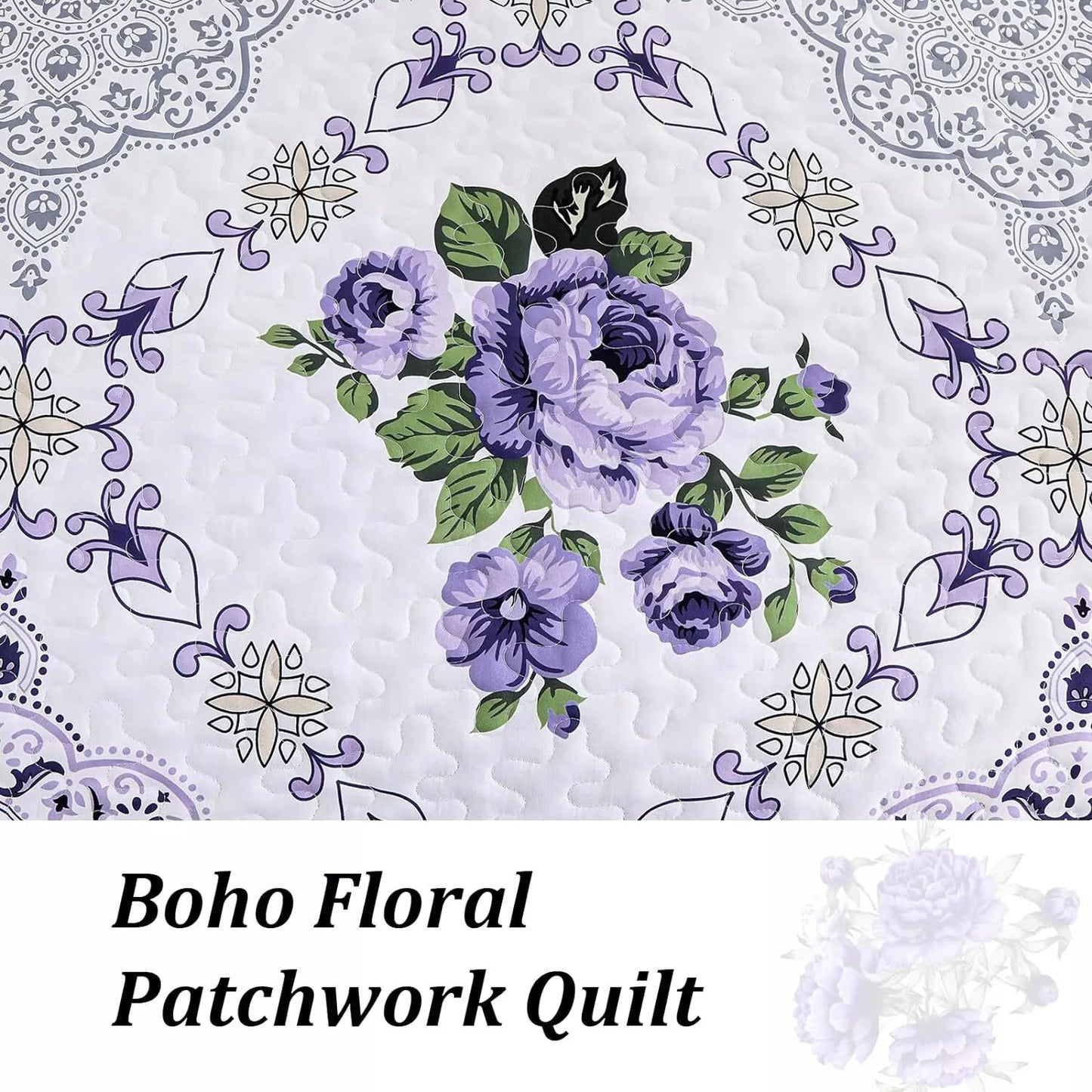 Kaleidoscopic Quilted coverlet and pillowcovers set: Burst of Colors - Queen size V745-MAC080520Q13U