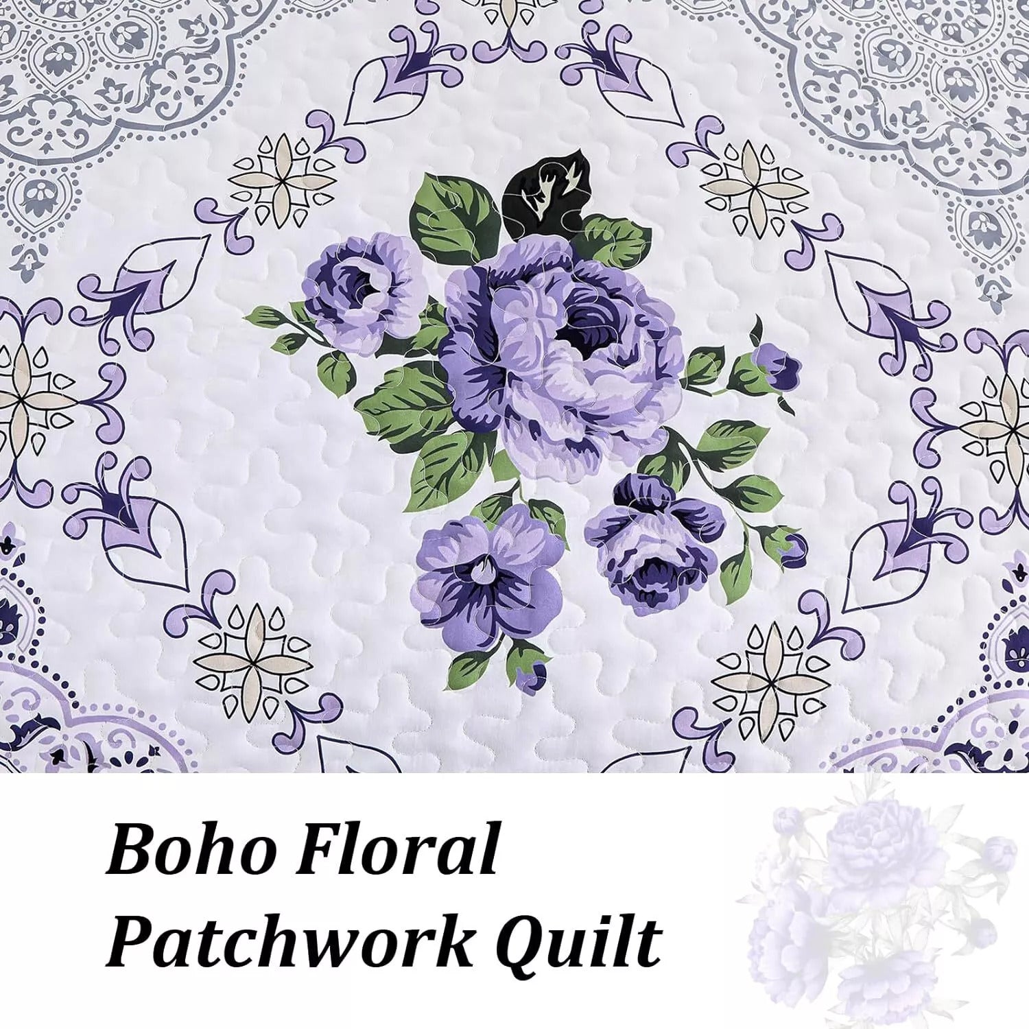 Kaleidoscopic Quilted coverlet and pillowcovers set: Burst of Colors - Queen size V745-MAC080520Q13U
