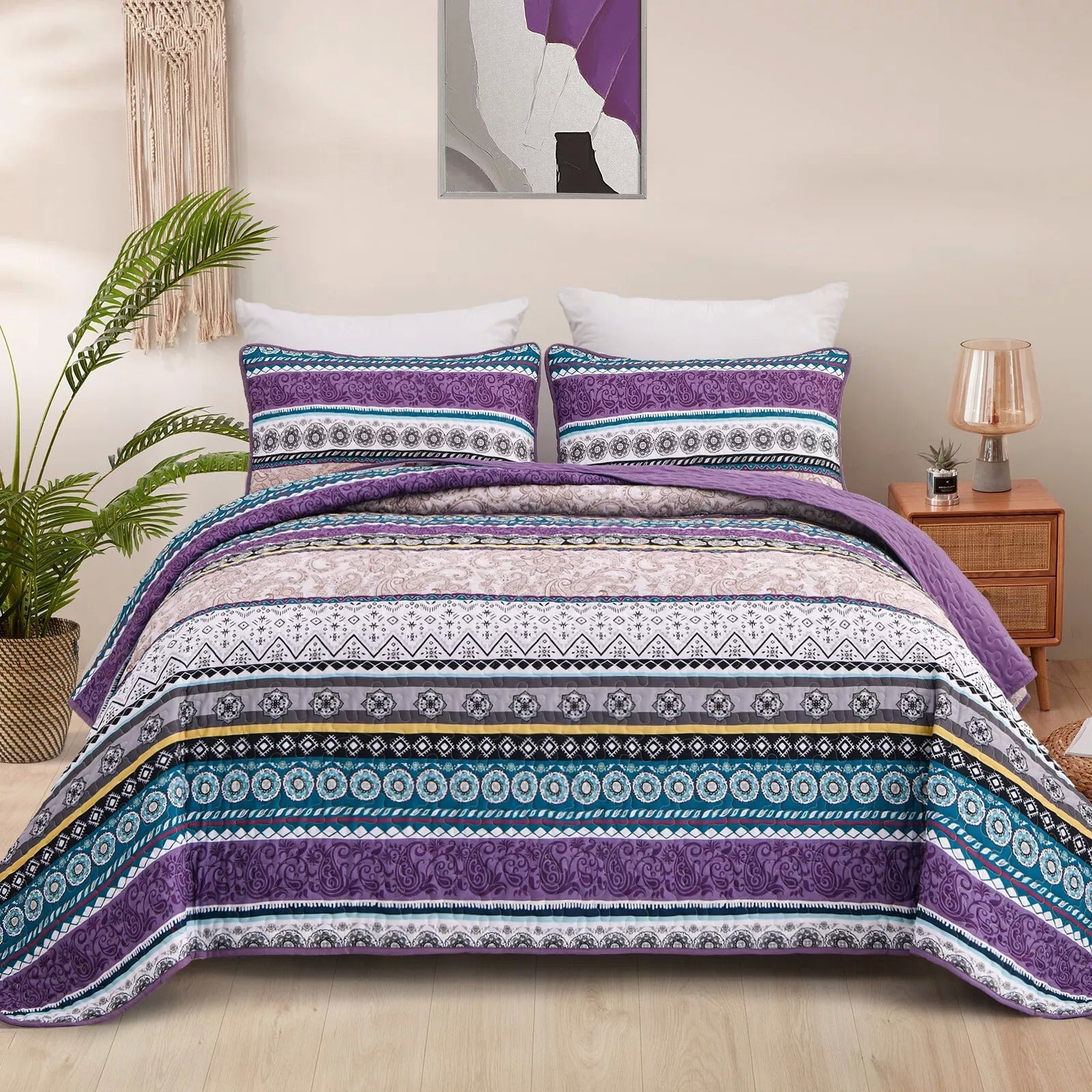 Hygge Quilted bedspread and pillowcovers set: Embrace Cozy Living - Queen size V745-MAC080596Q13U