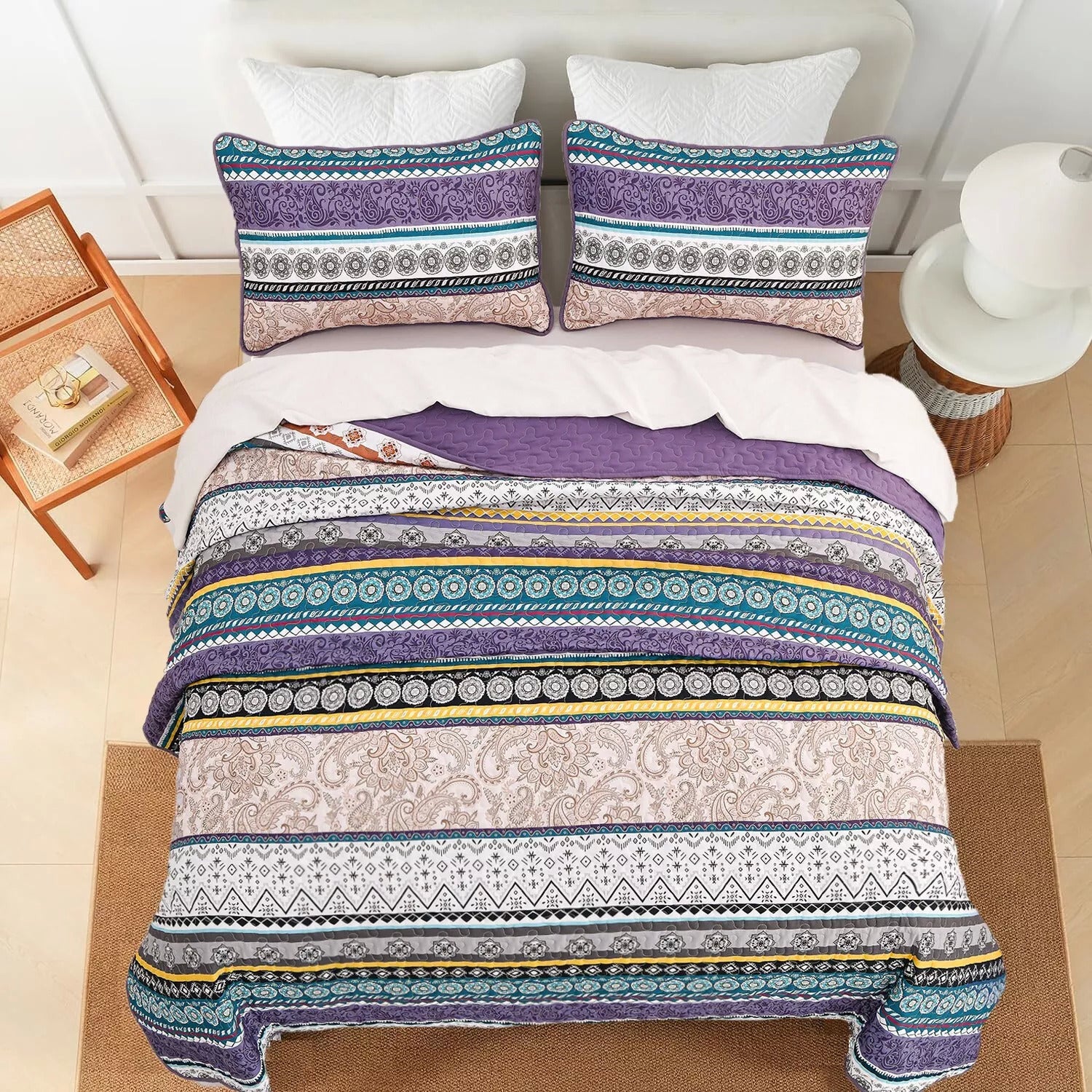 Hygge Quilted bedspread and pillowcovers set: Embrace Cozy Living - Queen size V745-MAC080596Q13U