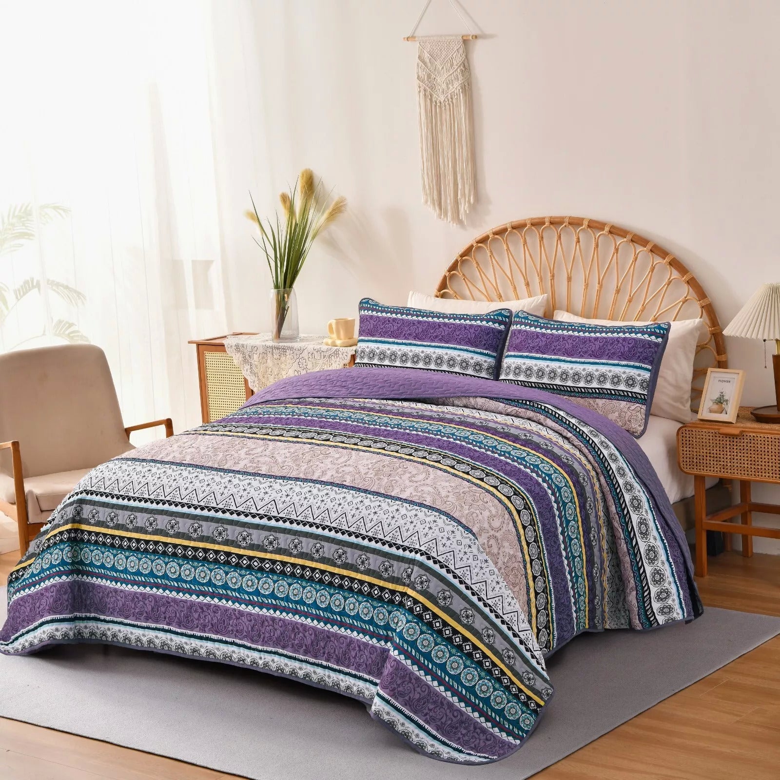 Hygge Quilted bedspread and pillowcovers set: Embrace Cozy Living - Queen size V745-MAC080596Q13U