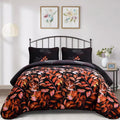 Black and Red Leaves Quilted Bedspread & Pillowcase Set V745-MAC080600Q13U