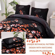 Black and Red Leaves Quilted Bedspread & Pillowcase Set V745-MAC080600Q13U