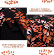 Black and Red Leaves Quilted Bedspread & Pillowcase Set V745-MAC080600Q13U