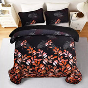 Black and Red Leaves Quilted Bedspread & Pillowcase Set V745-MAC080600Q13U