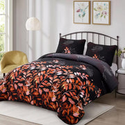 Black and Red Leaves Quilted Bedspread & Pillowcase Set V745-MAC080600Q13U