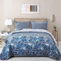 Blue Garden Coverlet Set with Quilted Floral Pattern and Pillowcases V745-MAC080601Q13U