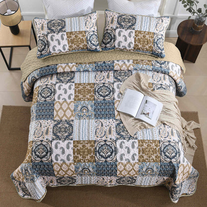Retro Charm Queen Bedspread Set with Bold Checkered Design V745-MAC080631Q13U