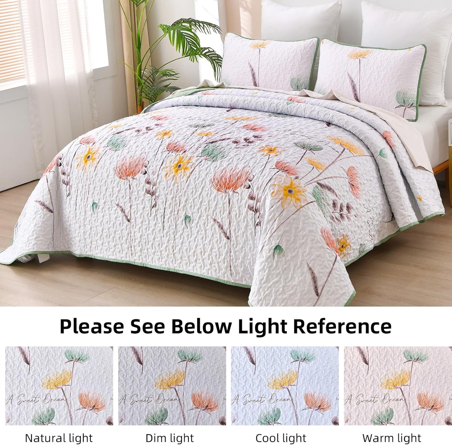 Intricate Quilted Coverlet and Pillowcases Set: A Work of Art for Your Bedroom - Queen size V745-MAC080646Q13U