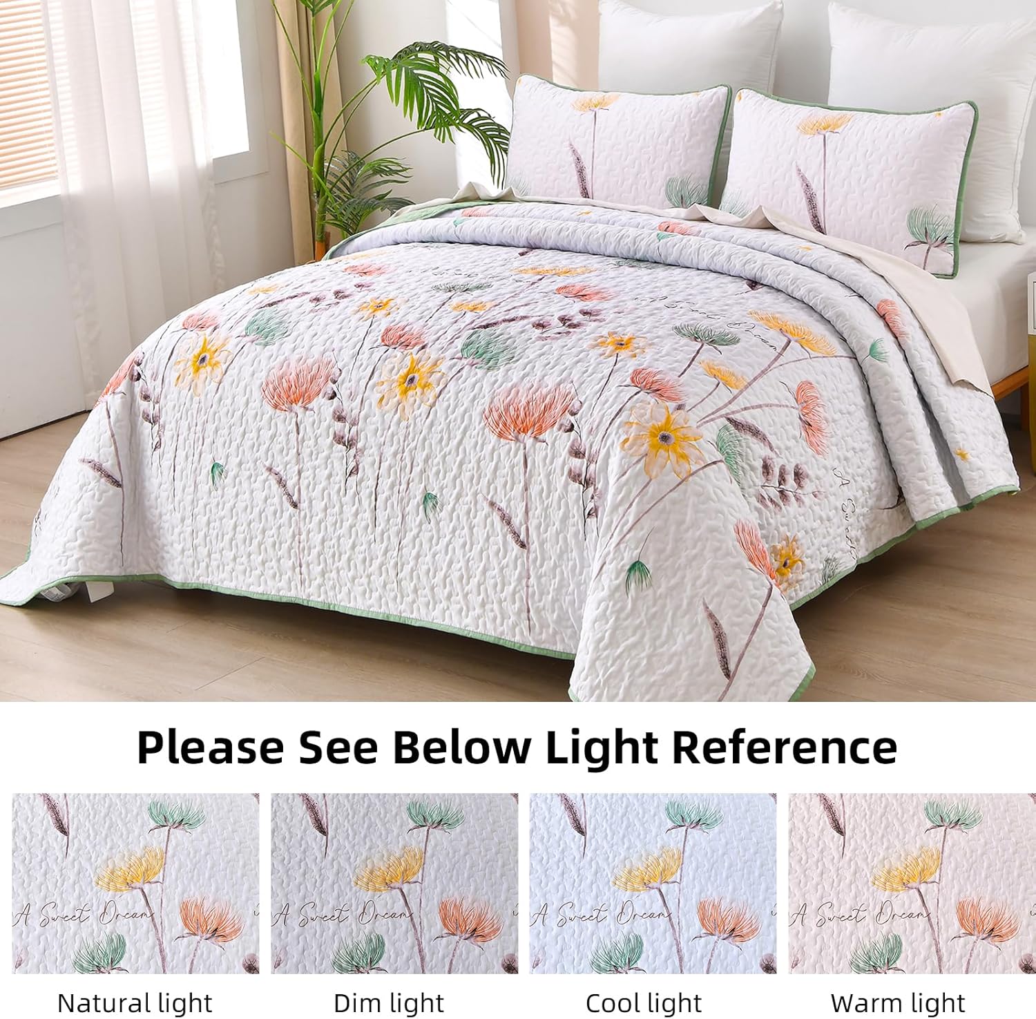 Intricate Quilted Coverlet and Pillowcases Set: A Work of Art for Your Bedroom - Queen size V745-MAC080646Q13U