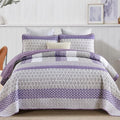 Bohemian Purple and White Quilted Bedspread or Coverlet Set and matching pillowcases V745-MAC080664Q13U