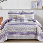 Bohemian Purple and White Quilted Bedspread or Coverlet Set and matching pillowcases V745-MAC080664Q13U