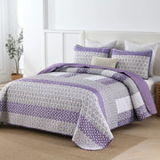 Bohemian Purple and White Quilted Bedspread or Coverlet Set and matching pillowcases V745-MAC080664Q13U