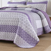 Bohemian Purple and White Quilted Bedspread or Coverlet Set and matching pillowcases V745-MAC080664Q13U