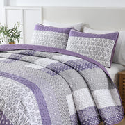 Bohemian Purple and White Quilted Bedspread or Coverlet Set and matching pillowcases V745-MAC080664Q13U