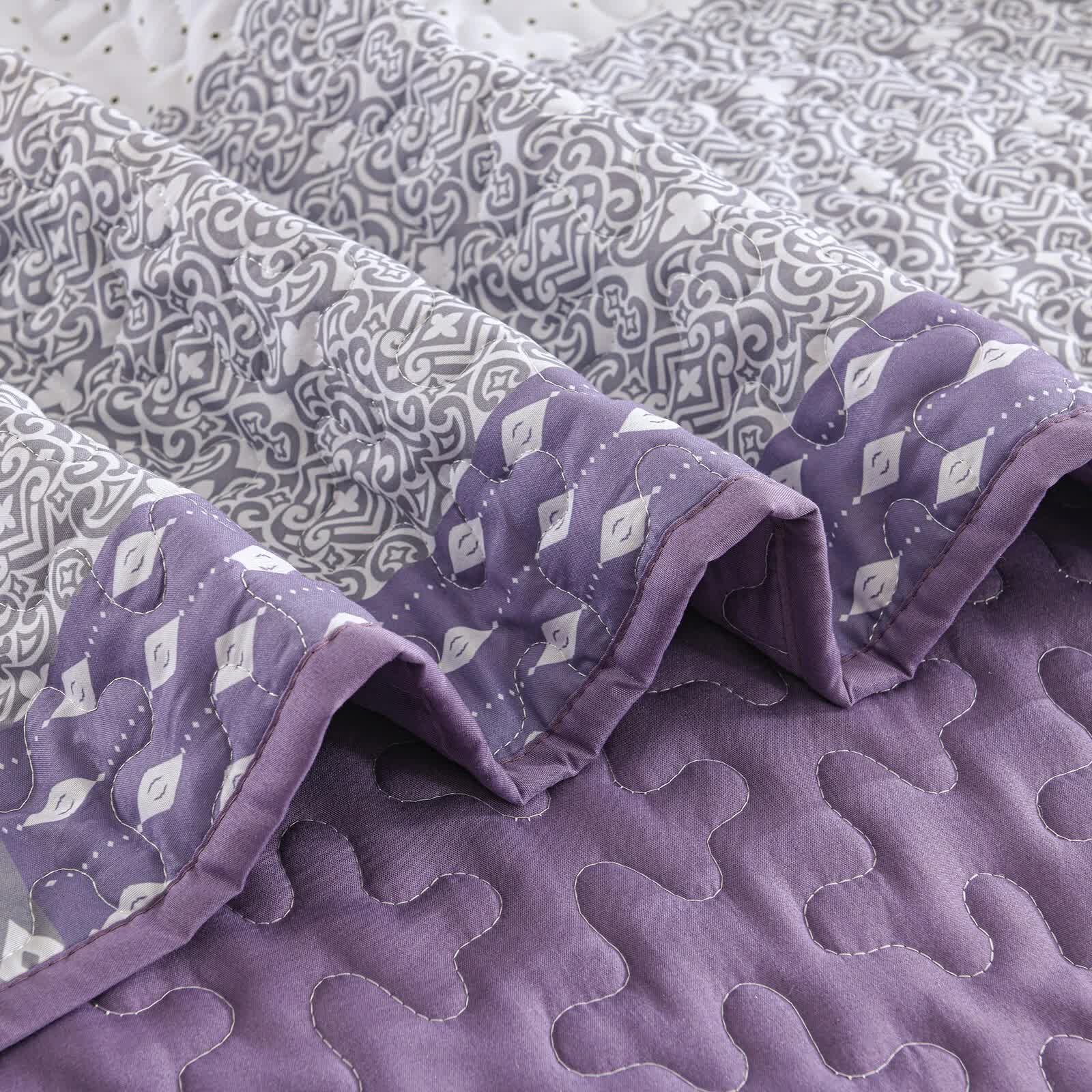 Bohemian Purple and White Quilted Bedspread or Coverlet Set and matching pillowcases V745-MAC080664Q13U