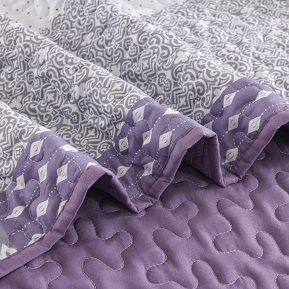 Bohemian Purple and White Quilted Bedspread or Coverlet Set and matching pillowcases V745-MAC080664Q13U