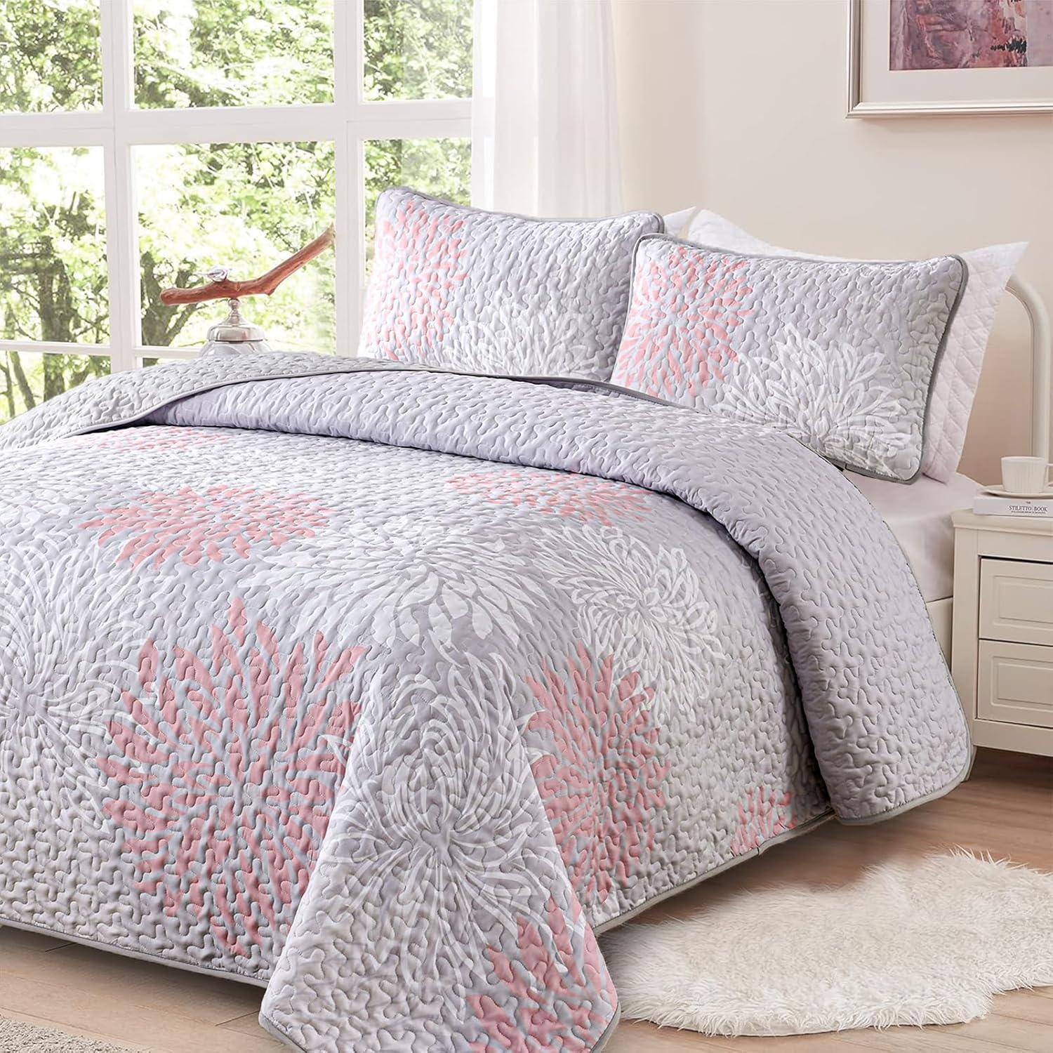 Mosaic Quilted coverlet and pillowcovers set: Unique Patchwork Design - Queen size V745-MAC080699Q13U