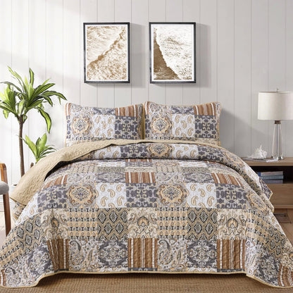 Quietude Quilted coverlet and pillowcovers set: Perfect for Relaxation - Queen size V745-MAC080767Q13U