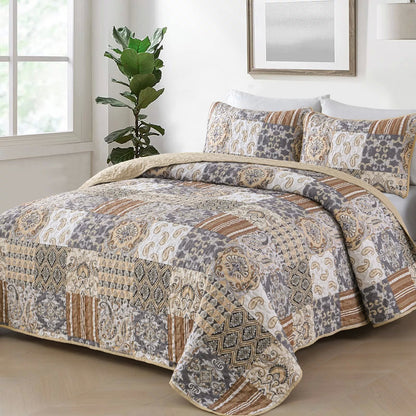 Quietude Quilted coverlet and pillowcovers set: Perfect for Relaxation - Queen size V745-MAC080767Q13U