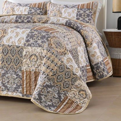 Quietude Quilted coverlet and pillowcovers set: Perfect for Relaxation - Queen size V745-MAC080767Q13U