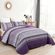 Elegant Peony purple Soft 3 Pc Bedspread & Pillow Cover Set V745-MAC080783Q13U