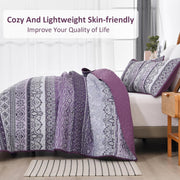 Elegant Peony purple Soft 3 Pc Bedspread & Pillow Cover Set V745-MAC080783Q13U