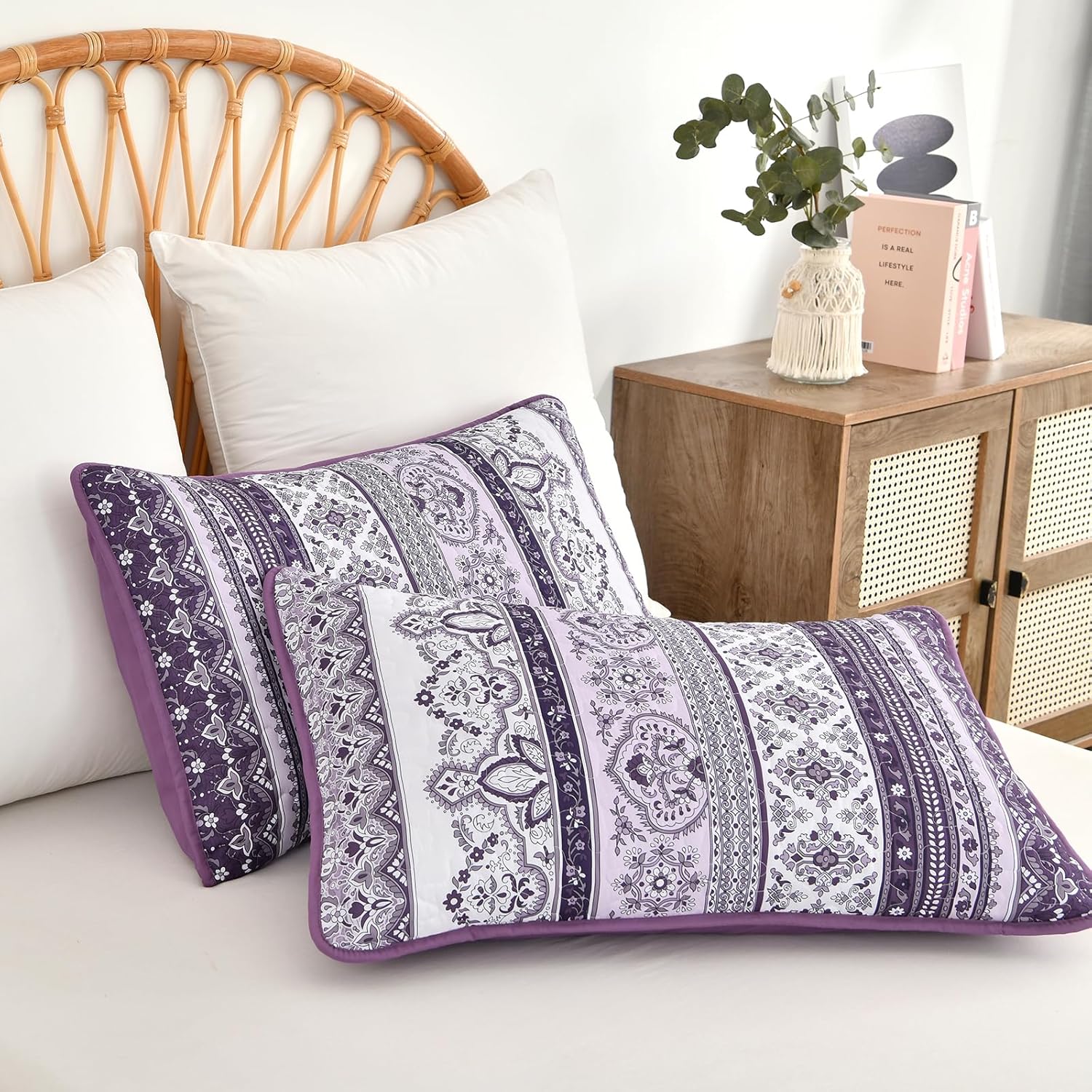 Elegant Peony purple Soft 3 Pc Bedspread & Pillow Cover Set V745-MAC080783Q13U
