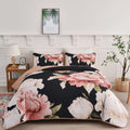 Blossom Trio Quilted Coverlet Set with Pillowcases (Black, Red & Pink V745-MAC080938Q13U