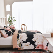 Blossom Trio Quilted Coverlet Set with Pillowcases (Black, Red & Pink V745-MAC080938Q13U