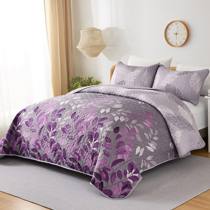 Luxurious Orchid patchwork Plaid 3 Pc Bedspread & Pillow Cover Set V745-MAC081019Q13U