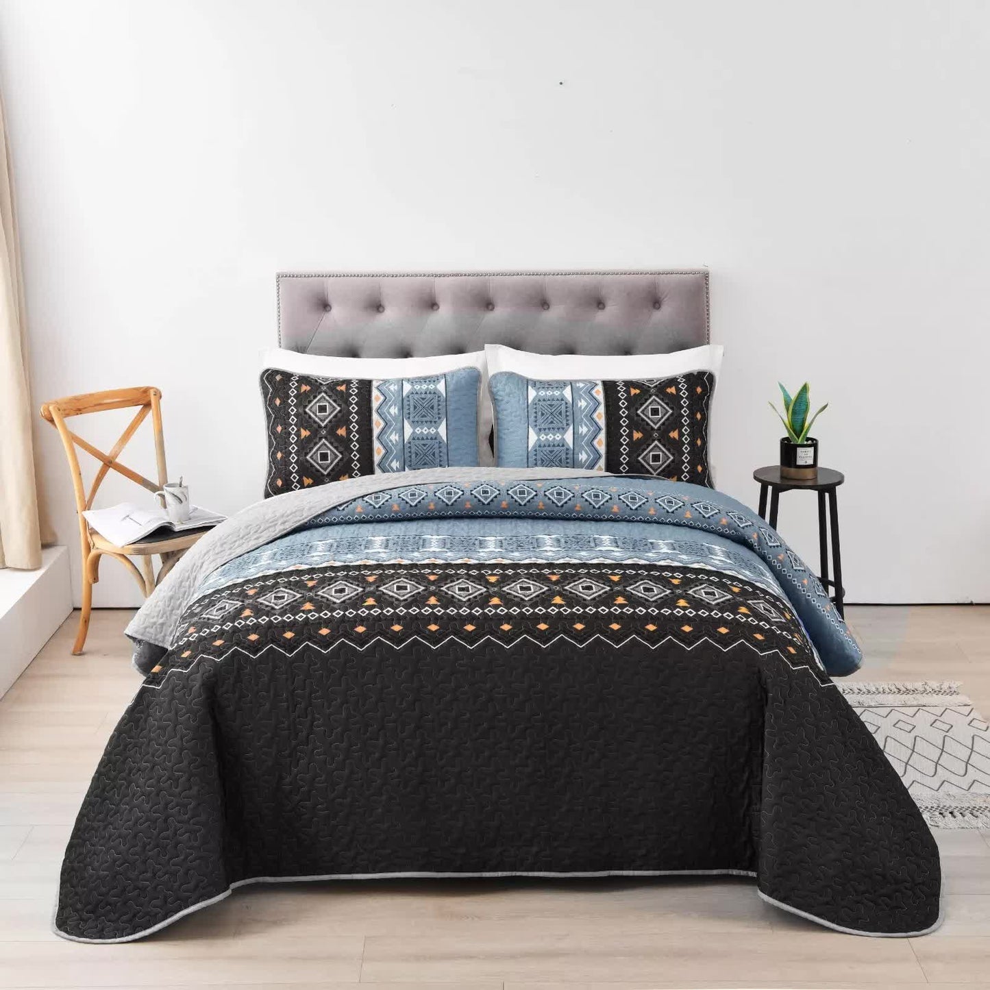 Ambient bloom sky black hour Comforter Set - Aesthetic 3-Piece Bedroom Mood V745-MAC081408