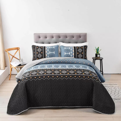 Ambient bloom sky black hour Comforter Set - Aesthetic 3-Piece Bedroom Mood V745-MAC081408