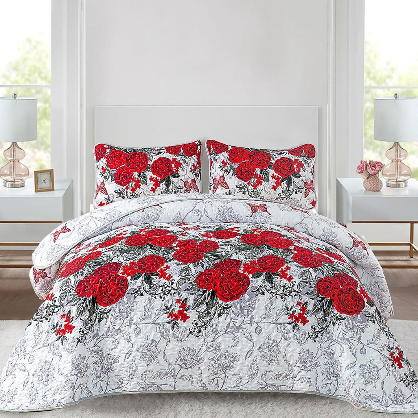 Youthful Quilted coverlet and pillowcovers set: Fresh and Modern - Queen size V745-MAC090398Q13U