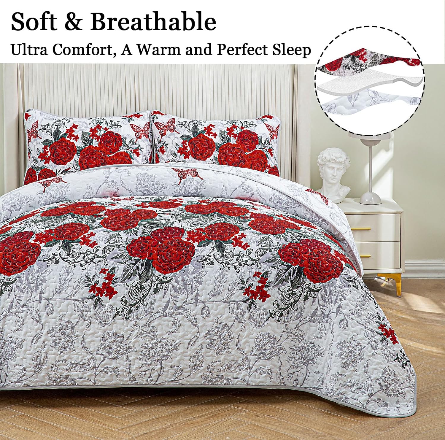 Youthful Quilted coverlet and pillowcovers set: Fresh and Modern - Queen size V745-MAC090398Q13U