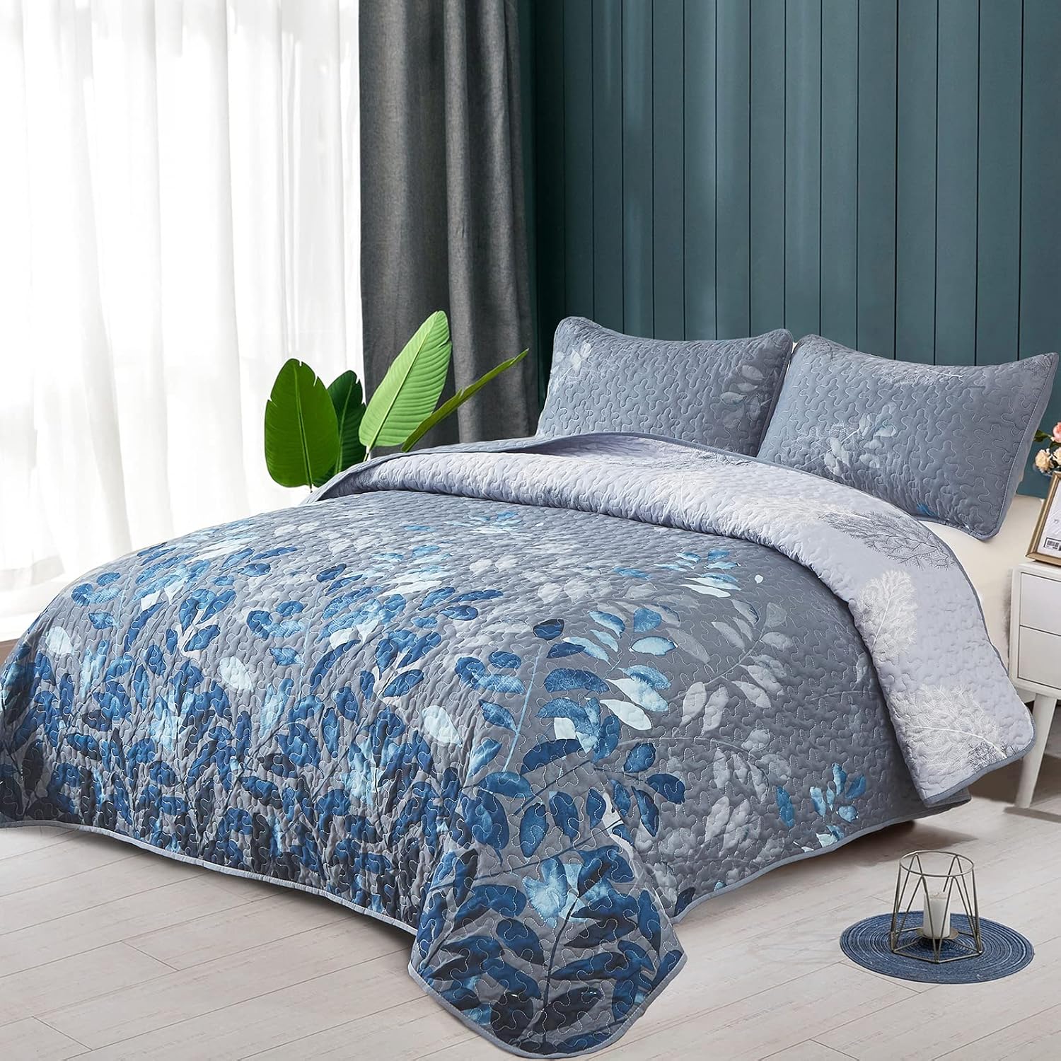 Nostalgic Quilted coverlet and pillowcovers set: Classic and Timeless - Queen size V745-MAC090405Q13U