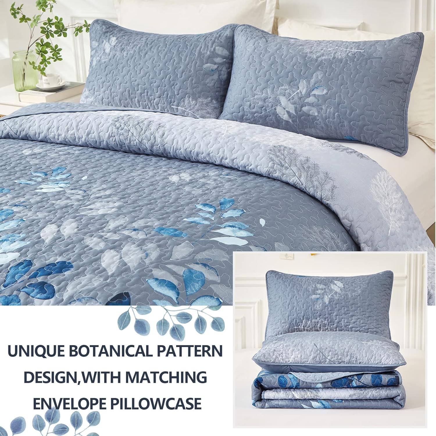 Nostalgic Quilted coverlet and pillowcovers set: Classic and Timeless - Queen size V745-MAC090405Q13U