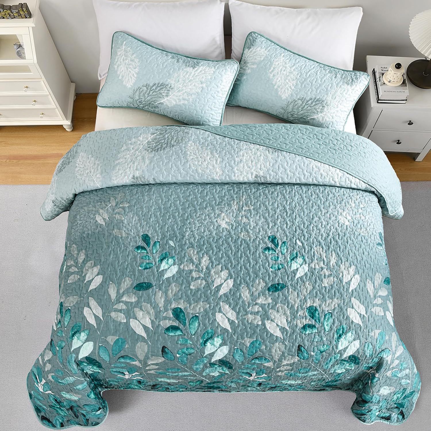 Crafted Quilted Bedspread and Pillowcases Set: A Testament to Elegance - Queen size V745-MAC090452Q13U